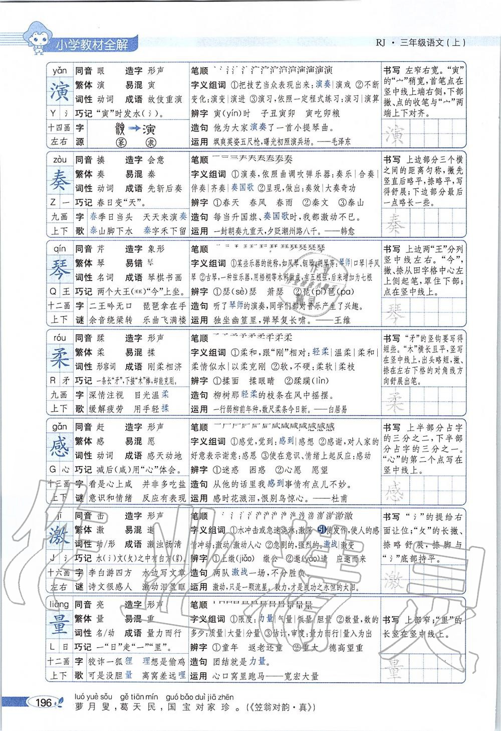 2019年課本三年級語文上冊人教版五四制 第196頁