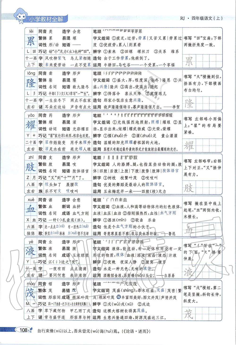 2019年課本四年級語文上冊人教版五四制 第108頁