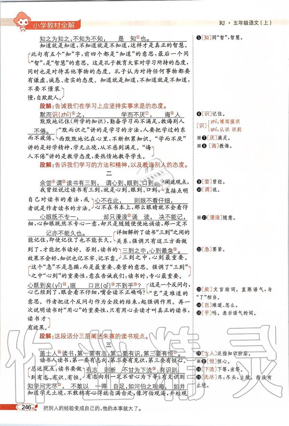 2019年課本五年級語文上冊人教版五四制 第246頁