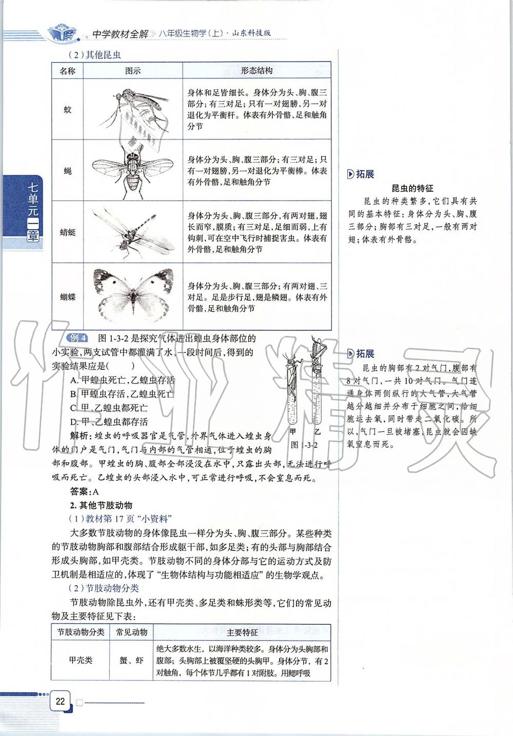 2019年课本八年级生物学上册鲁科版五四制&nbsp;第22页