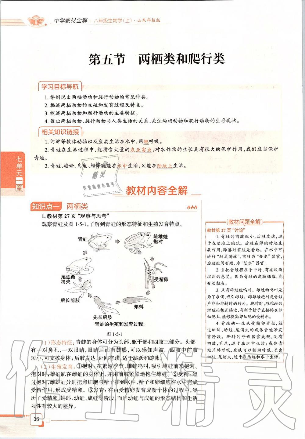 2019年课本八年级生物学上册鲁科版五四制&nbsp;第36页