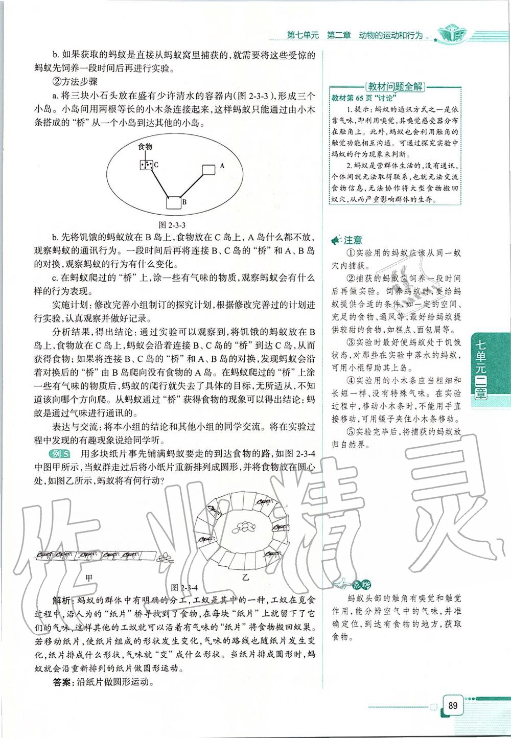 2019年课本八年级生物学上册鲁科版五四制&nbsp;第89页