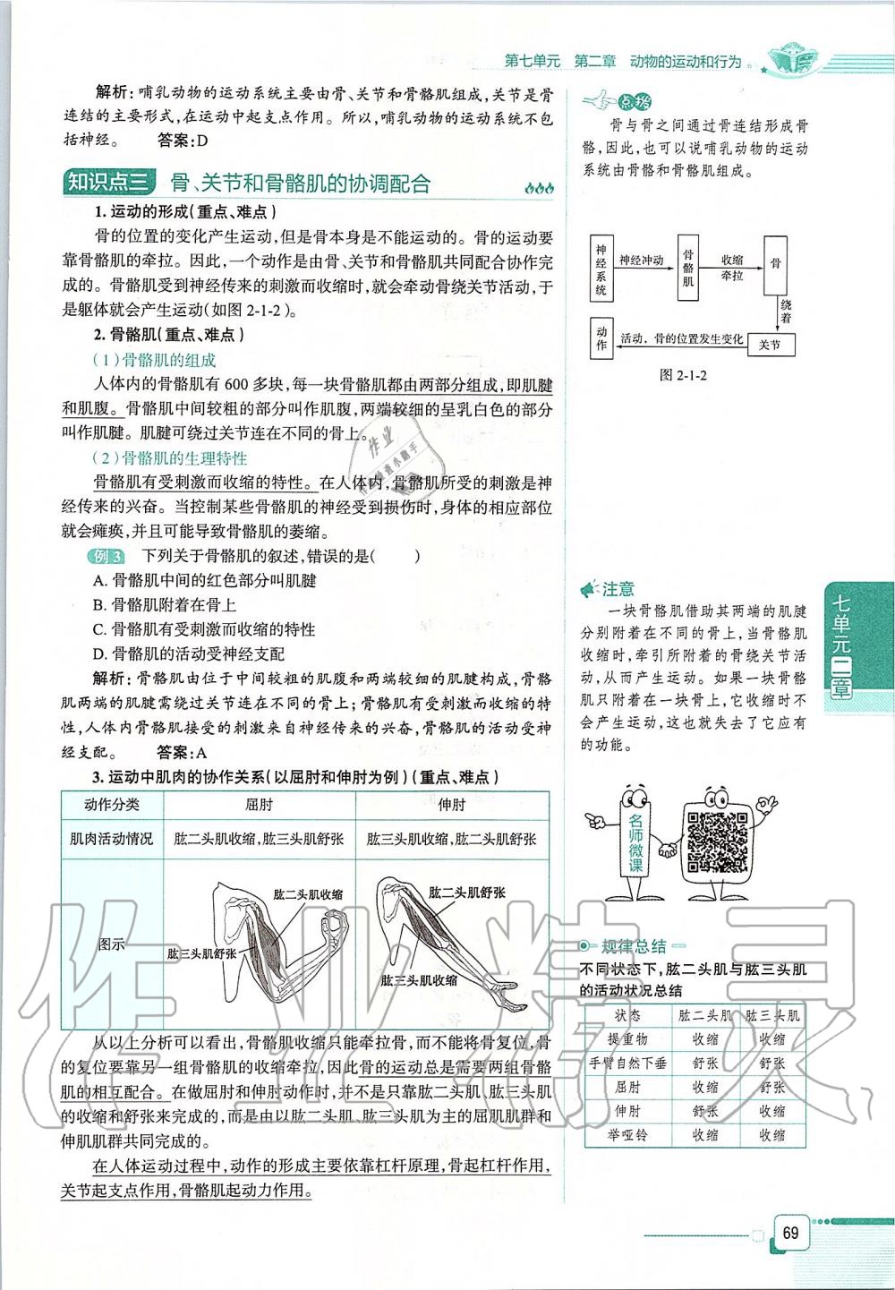 2019年课本八年级生物学上册鲁科版五四制&nbsp;第69页