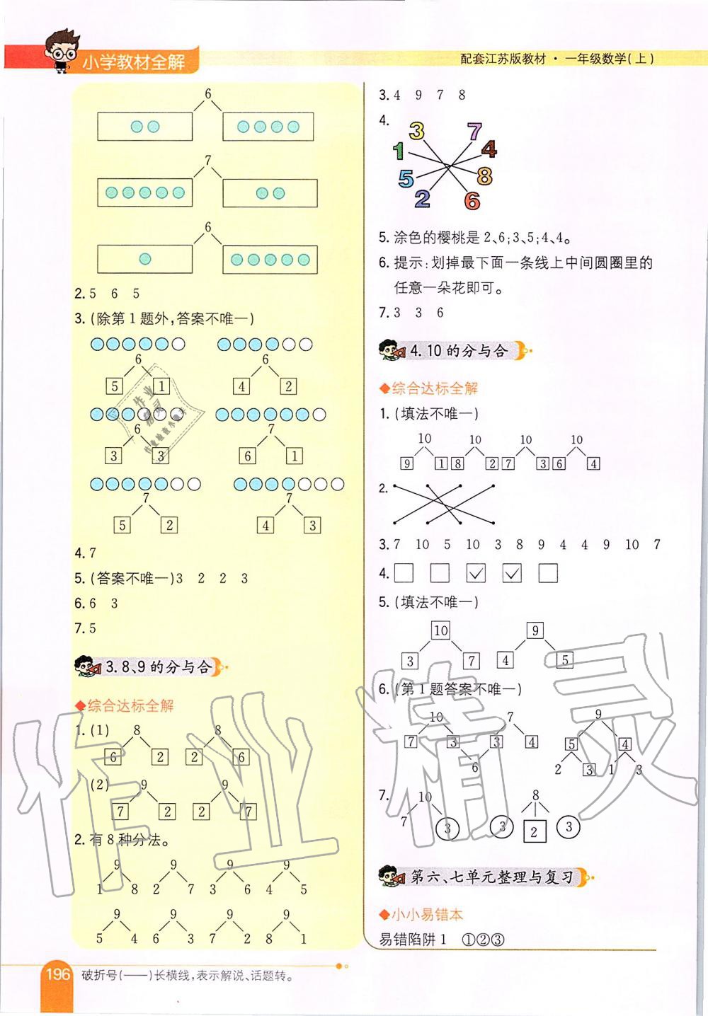 2019年小学教材全解一年级数学上册江苏版 第5页