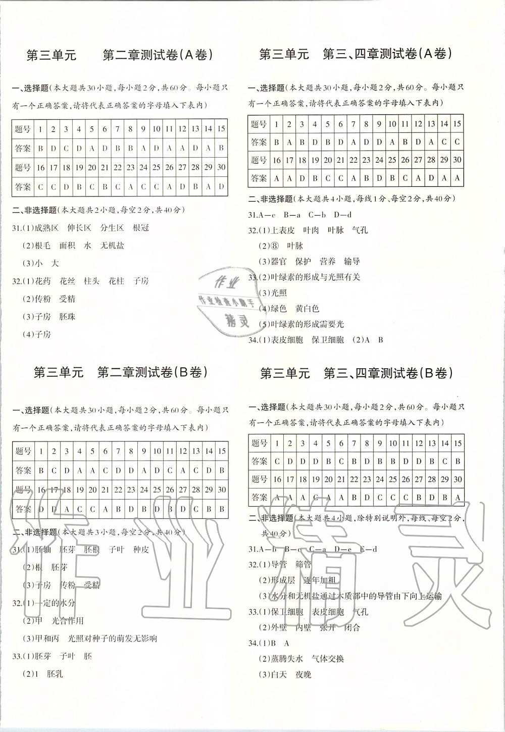 2019年优学1+1评价与测试七年级生物上册 第4页