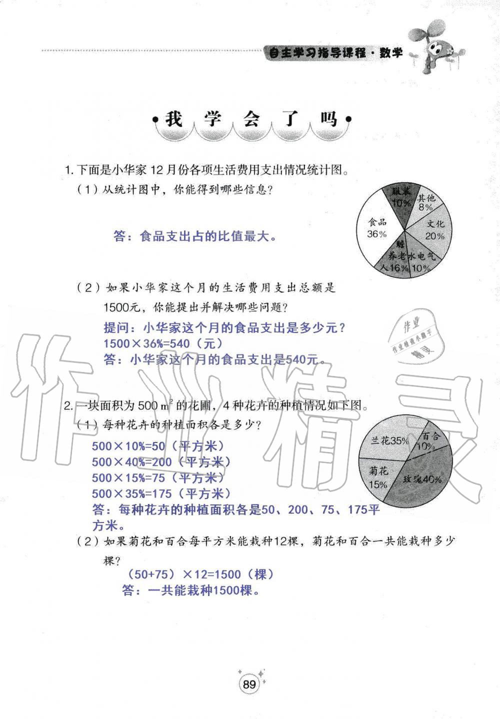 2019年自主學(xué)習(xí)指導(dǎo)課程六年級數(shù)學(xué)上冊人教版 第89頁