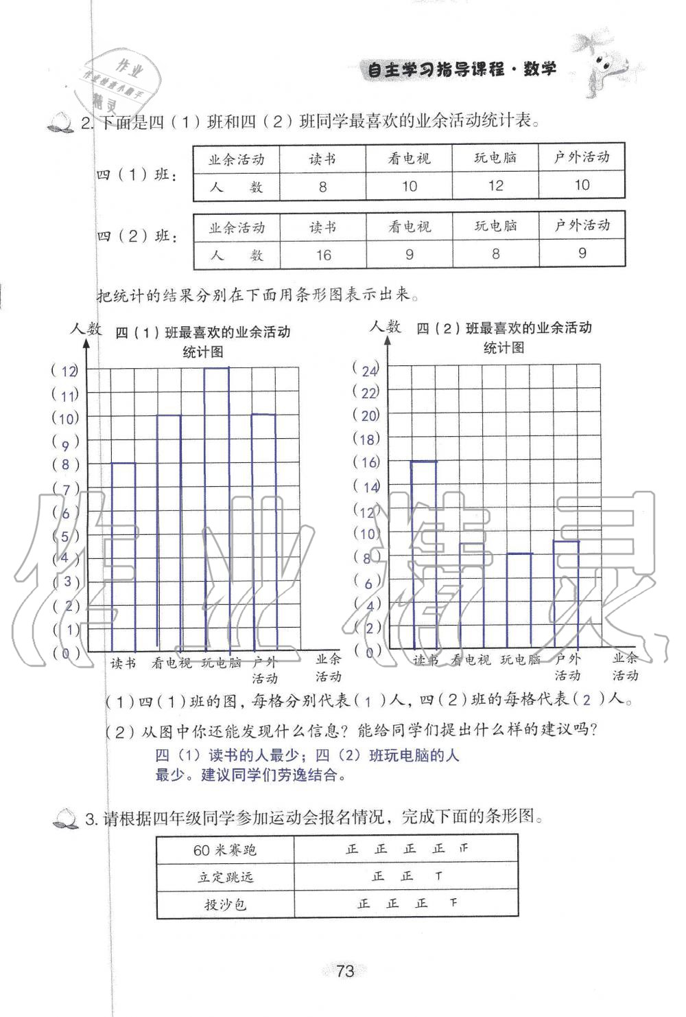 2019年自主学习指导课程四年级数学上册人教版 第73页