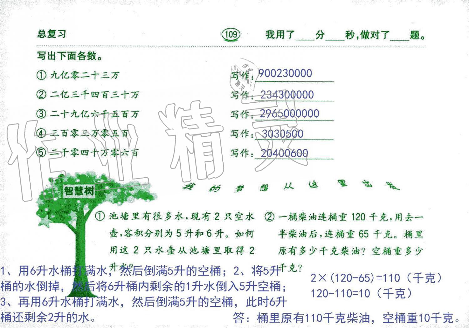 2019年口算題卡四年級數(shù)學(xué)上冊人教版齊魯書社 第109頁