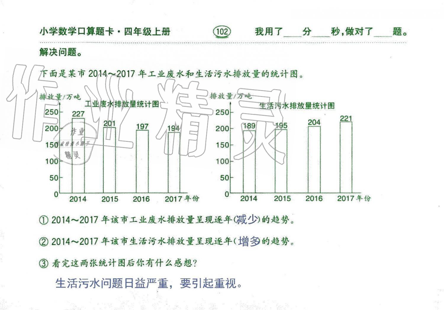 2019年口算題卡四年級(jí)數(shù)學(xué)上冊(cè)人教版齊魯書社 第102頁(yè)