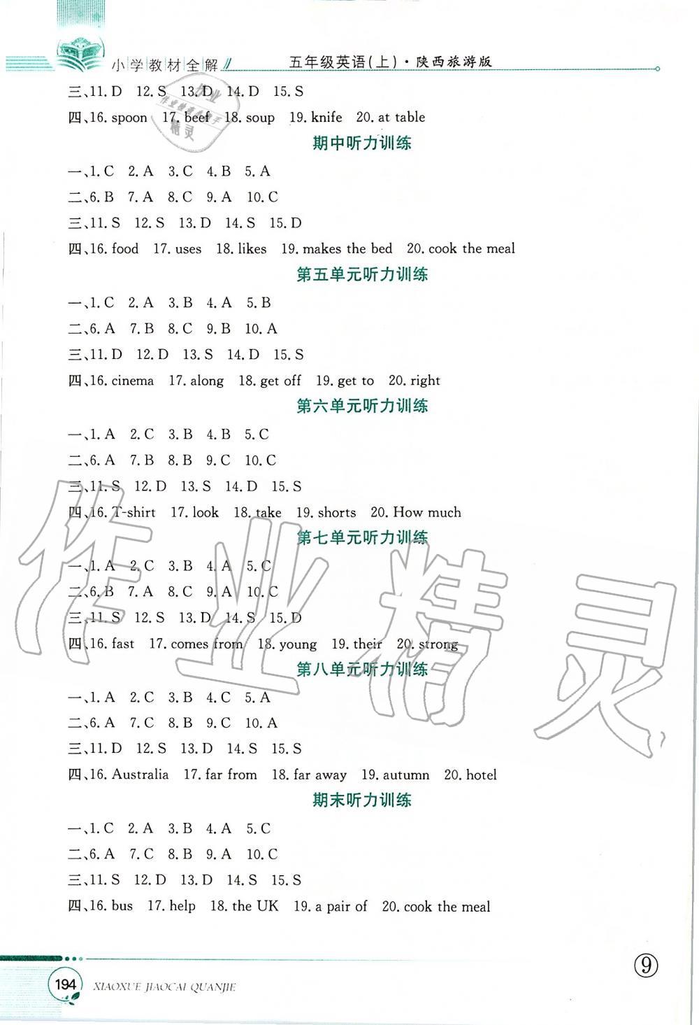 2019年小學教材全解五年級英語上冊陜西旅游版三起 第15頁