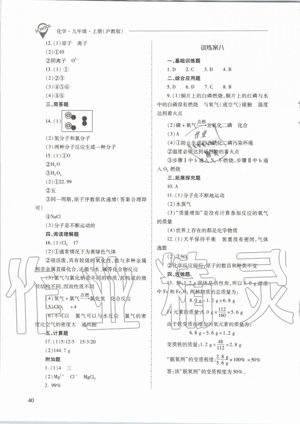 2019年新课程问题解决导学方案九年级化学上册沪教版 第40页