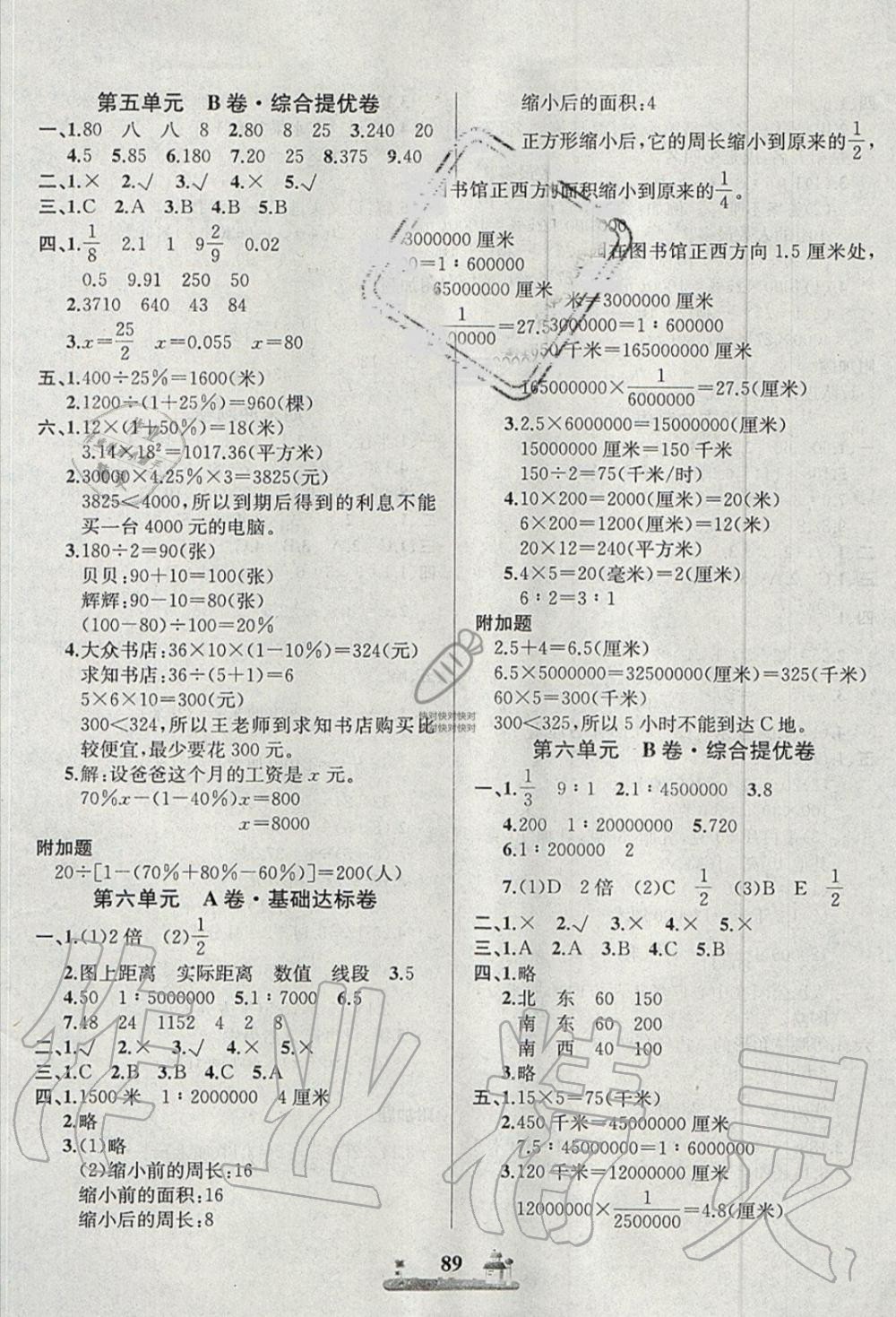 2019年基本功训练全优达标测试卷六年级数学上册冀教版 第5页