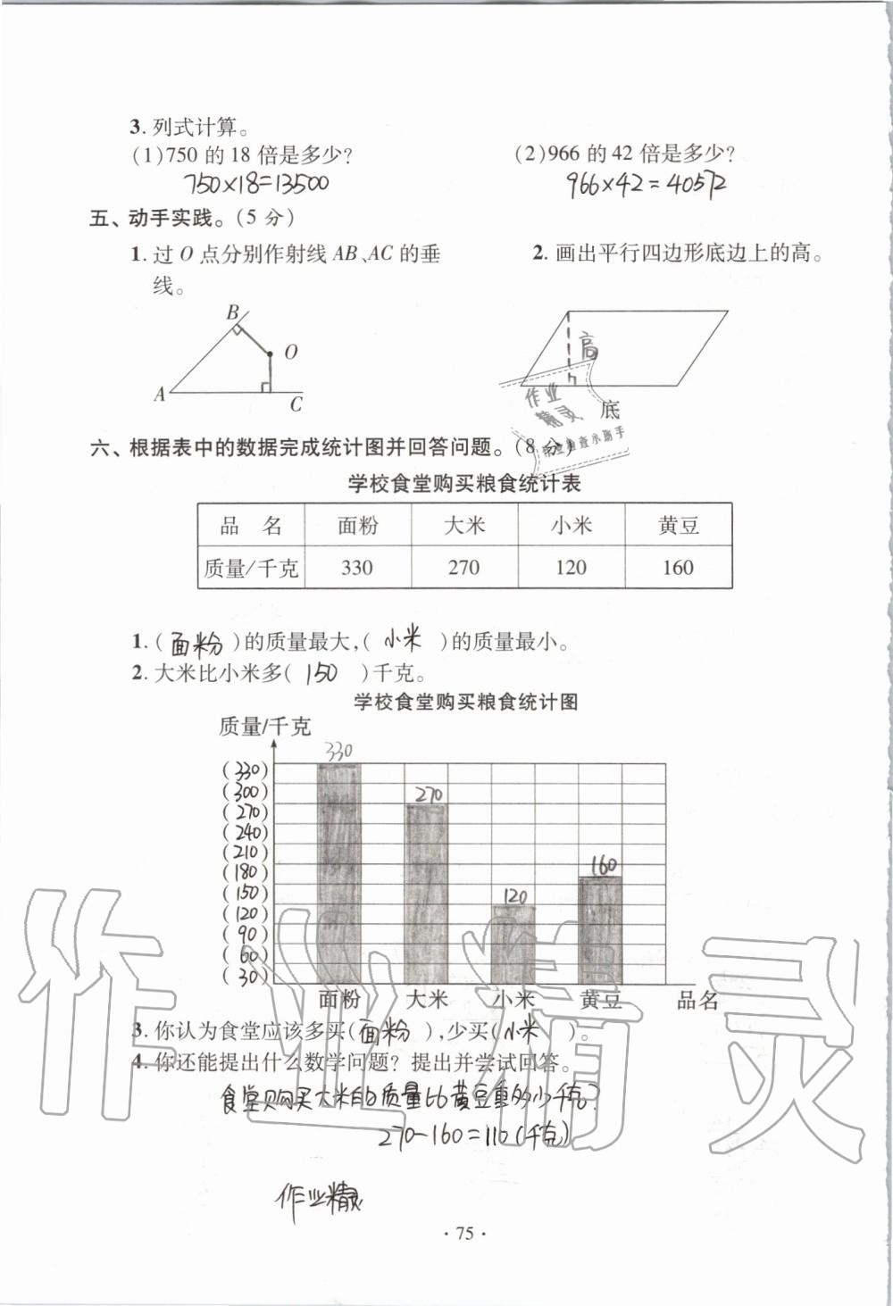 2019年單元自測(cè)試卷四年級(jí)數(shù)學(xué)上學(xué)期人教版 第75頁(yè)