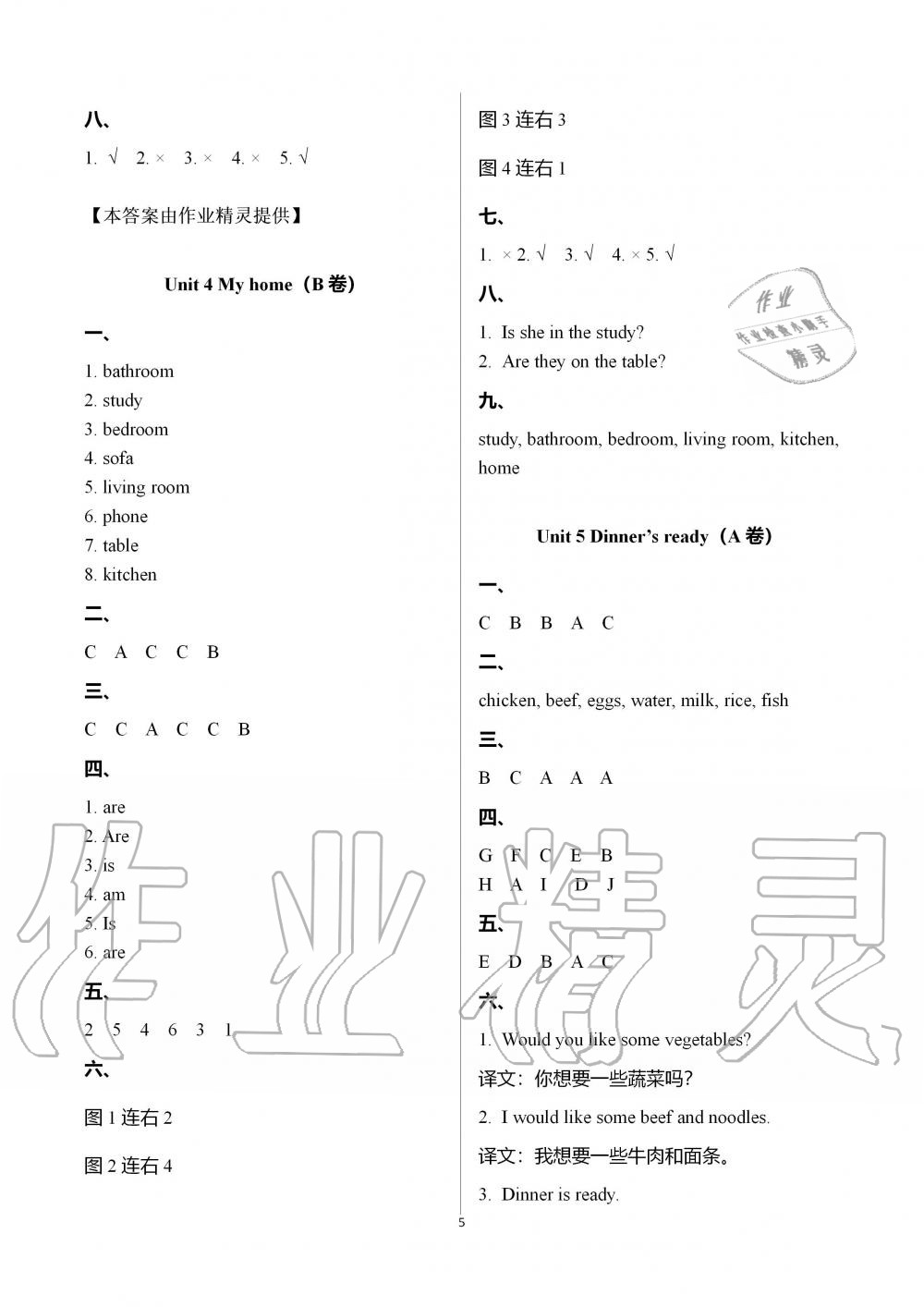 2019年單元自測(cè)試卷四年級(jí)英語(yǔ)上學(xué)期人教版 第5頁(yè)