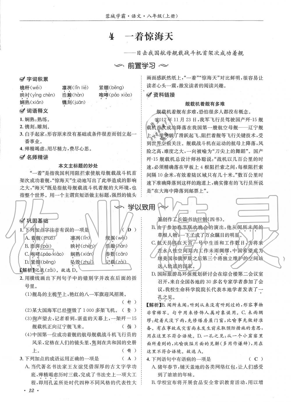 2019年蓉城学霸八年级语文上册人教版 第12页