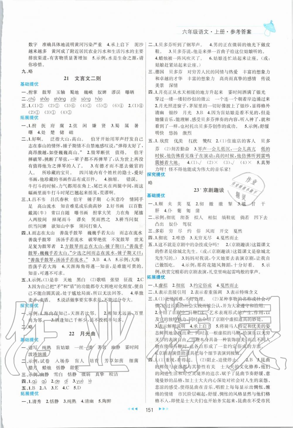 2019年金鑰匙提優(yōu)訓(xùn)練課課練六年級語文上冊人教版 第11頁