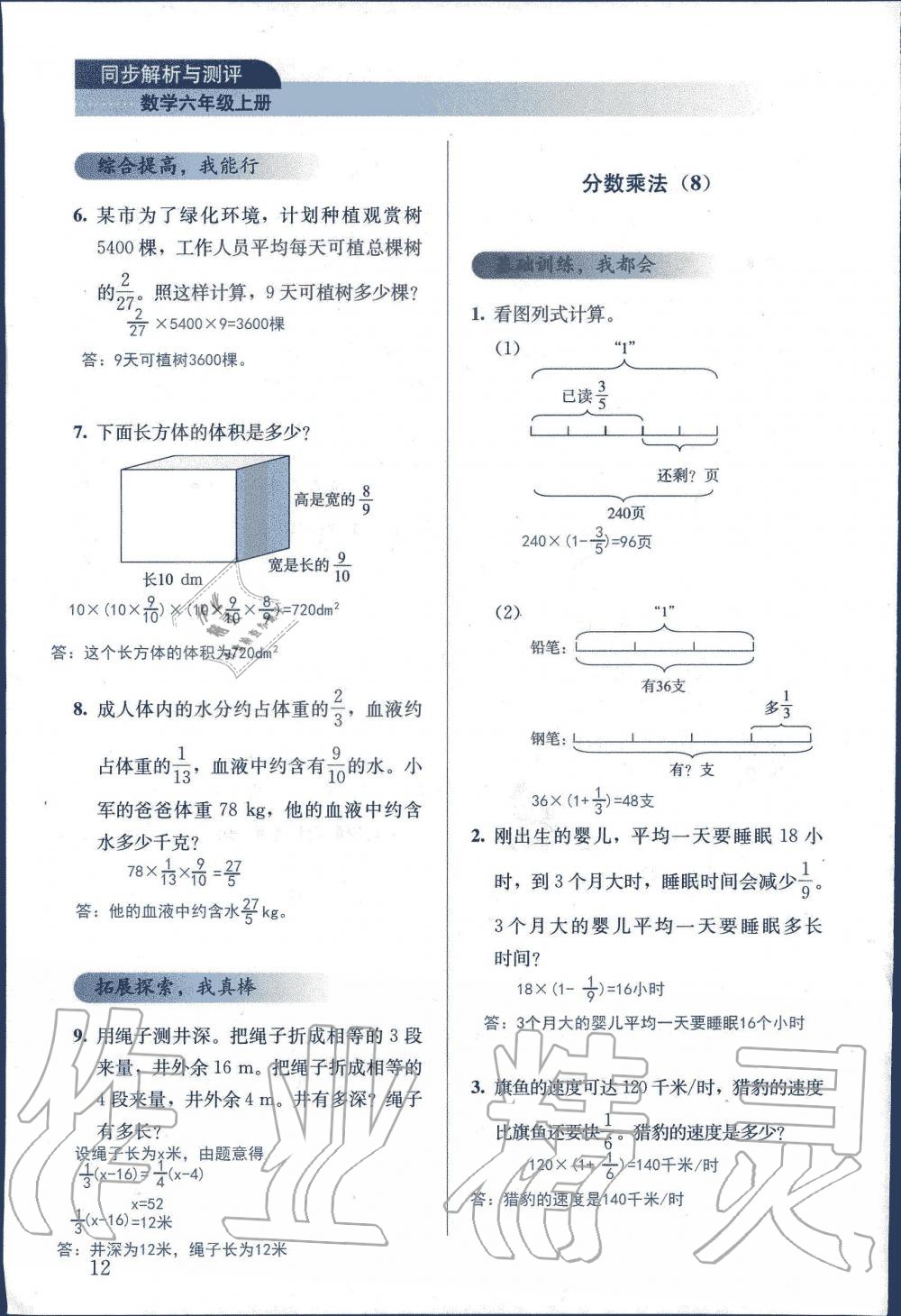 2019年人教金學(xué)典同步解析與測評六年級數(shù)學(xué)上冊人教版 第12頁