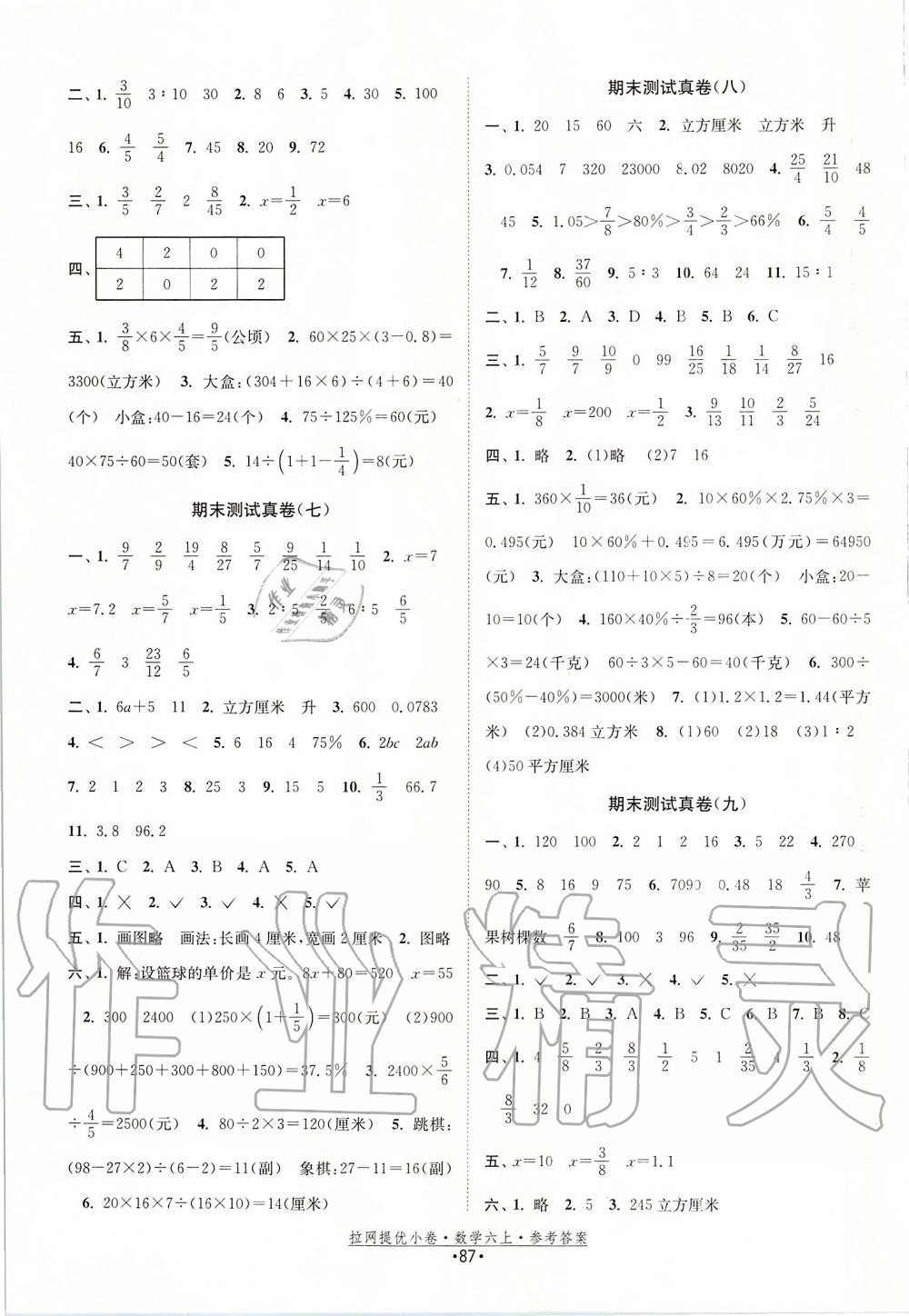 2019年拉網(wǎng)提優(yōu)小卷六年級數(shù)學(xué)上冊蘇教版 第15頁