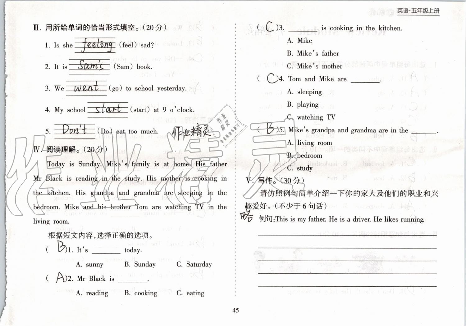 2019年新課程課堂同步練習(xí)冊(cè)五年級(jí)英語上冊(cè)外研版 第45頁