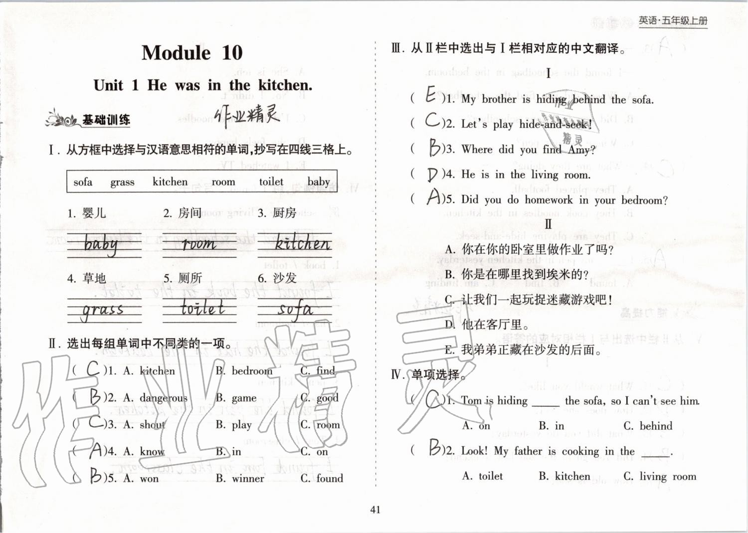 2019年新课程课堂同步练习册五年级英语上册外研版 第41页