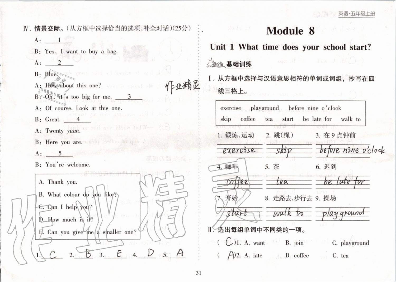 2019年新课程课堂同步练习册五年级英语上册外研版 第31页