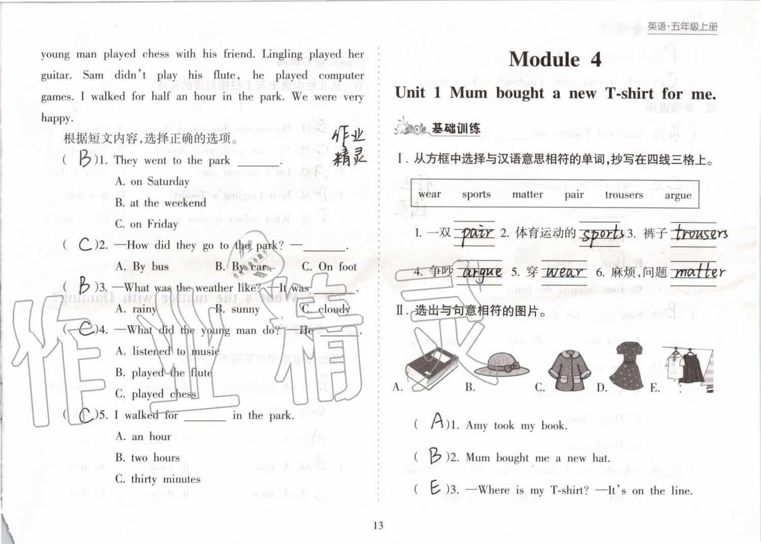 2019年新課程課堂同步練習(xí)冊(cè)五年級(jí)英語(yǔ)上冊(cè)外研版 第13頁(yè)