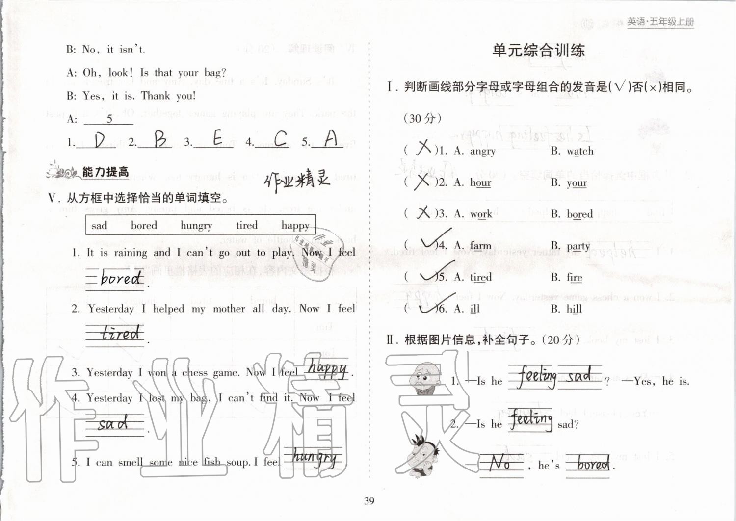 2019年新课程课堂同步练习册五年级英语上册外研版 第39页