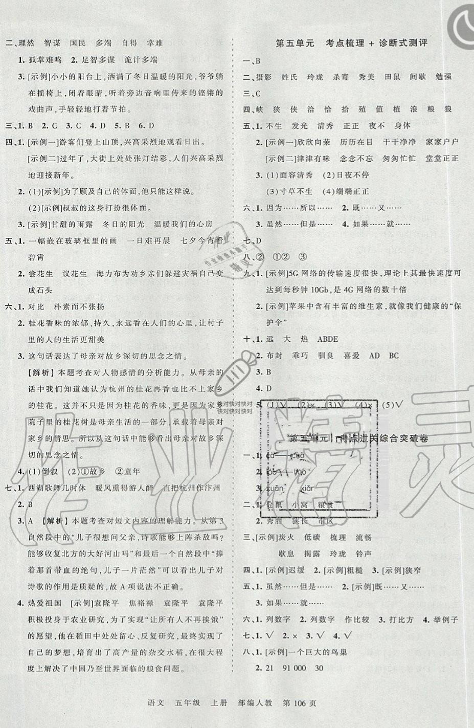 2019年王朝霞考点梳理时习卷五年级语文上册人教版 第6页