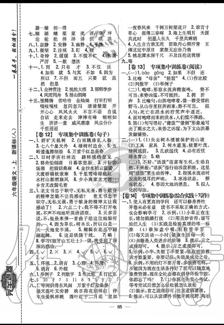 2019年小學(xué)教材新課標(biāo)完全考卷六年級語文上冊人教版 第5頁