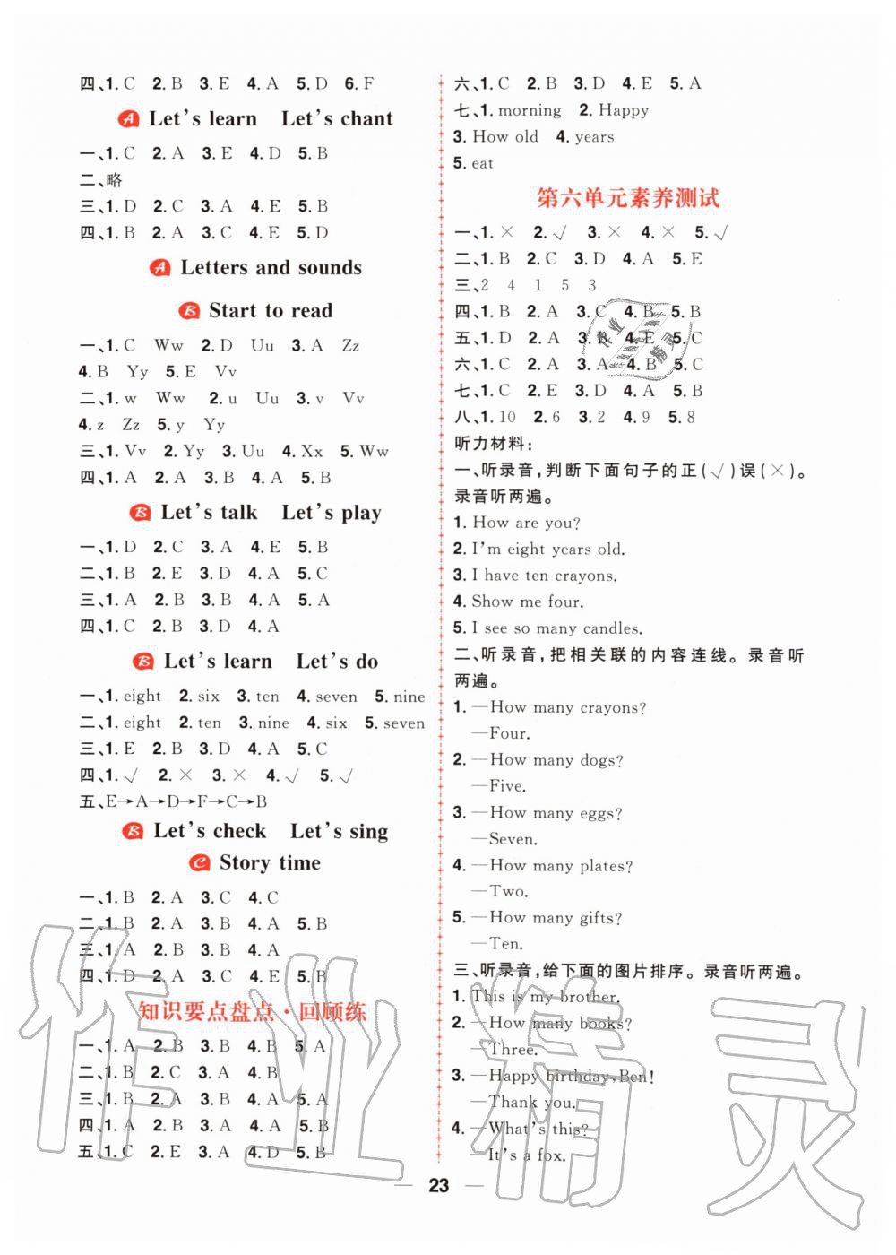 2019年核心素養(yǎng)天天練三年級英語上冊人教版 第7頁