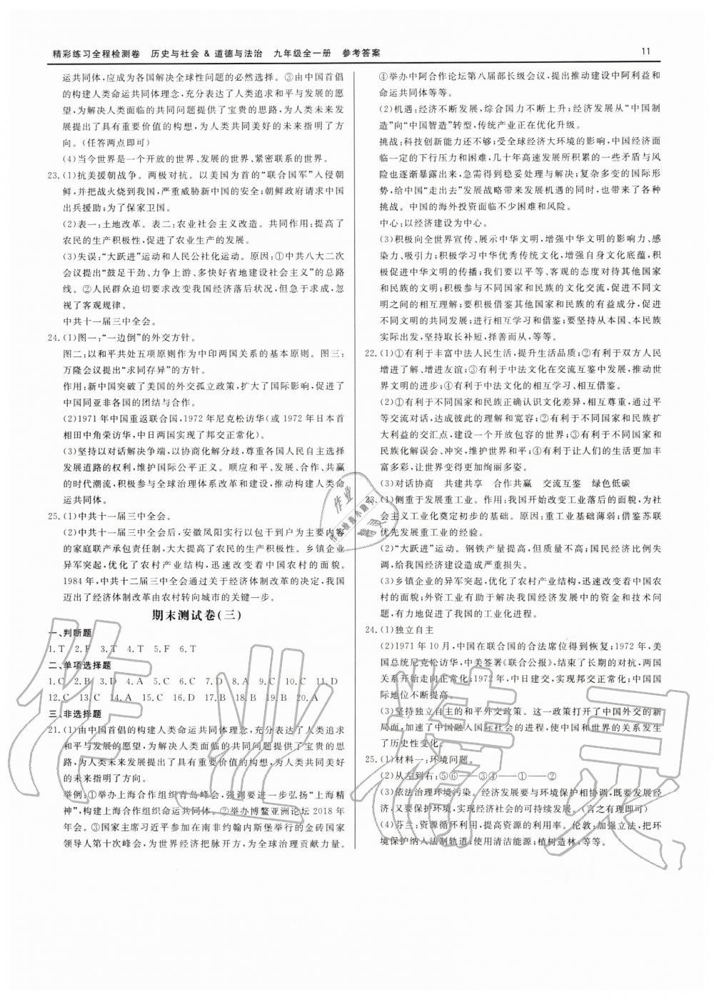 2019年精彩練習(xí)全程檢測(cè)卷九年級(jí)歷史與社會(huì)道德與法治全一冊(cè)人教版 第11頁(yè)