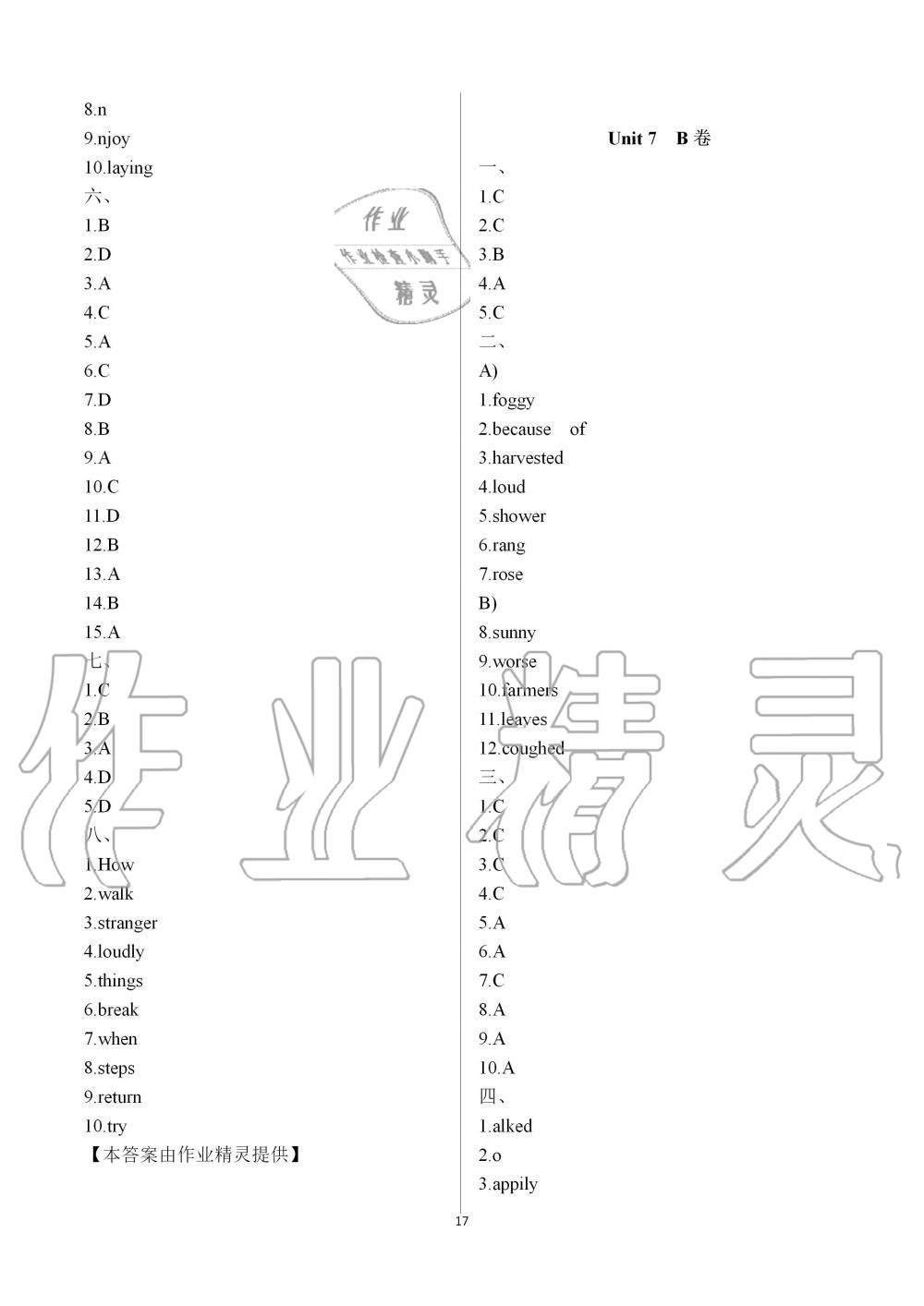 2019年綠色成長(zhǎng)互動(dòng)空間配套練習(xí)八年級(jí)英語上冊(cè)譯林版強(qiáng)化版 第17頁