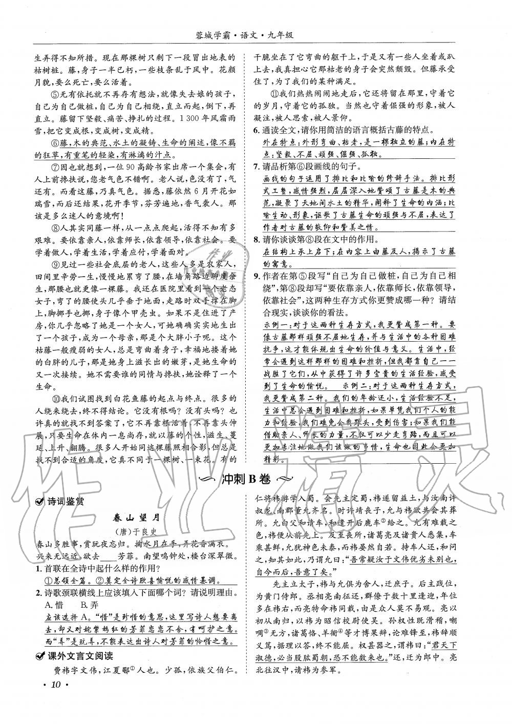 2019年蓉城學(xué)霸九年級(jí)語文上冊(cè)統(tǒng)編版 第10頁