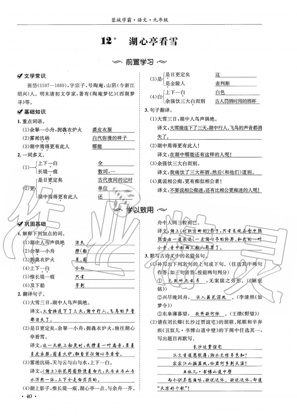 2019年蓉城学霸九年级语文上册统编版 第40页