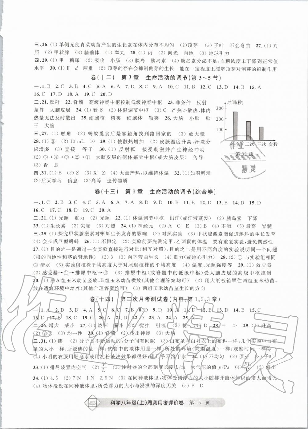 2019年周測月考單元評價卷理科綜合八年級上冊浙教版 第5頁