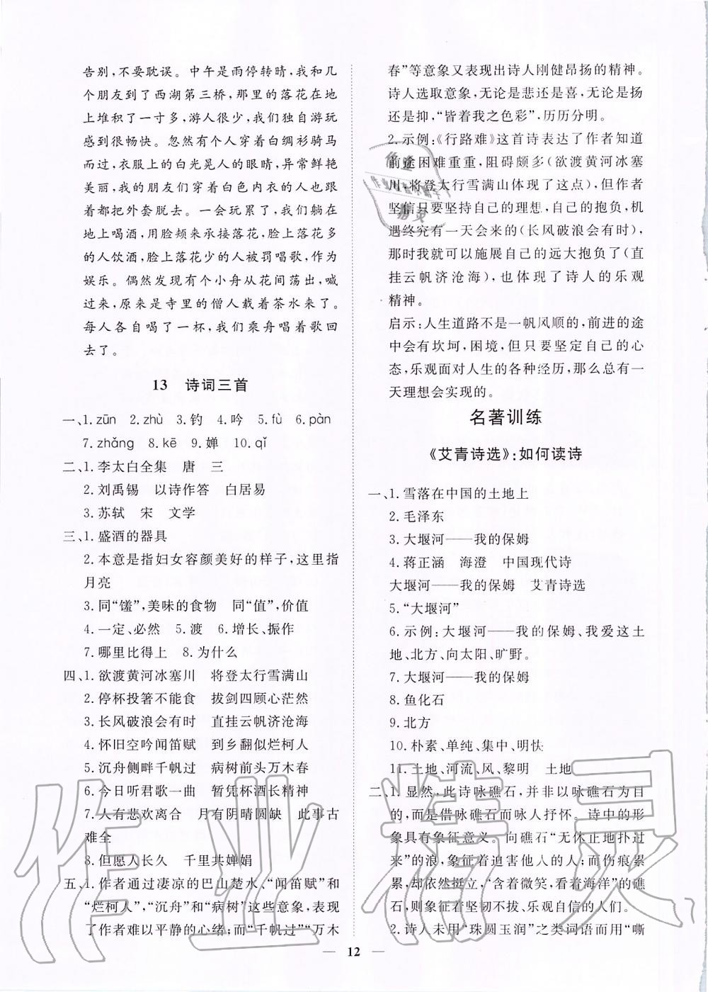 2019年考點專練九年級語文全一冊人教版深圳專版 第12頁