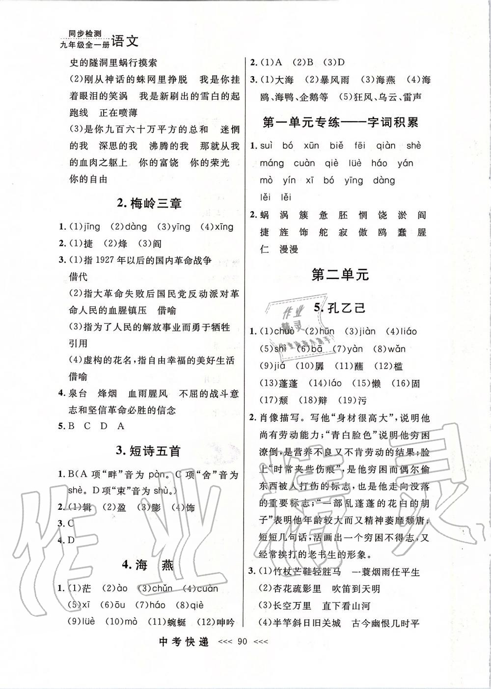 2019年中考快遞同步檢測(cè)九年級(jí)語(yǔ)文全一冊(cè)人教版大連專(zhuān)版 第14頁(yè)