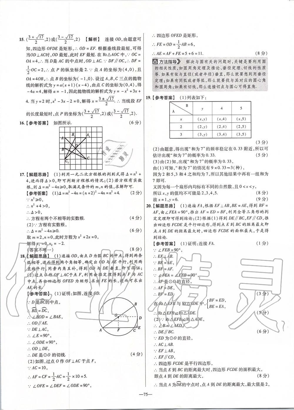 2019年金考卷活頁(yè)題選九年級(jí)數(shù)學(xué)上冊(cè)人教版 第37頁(yè)