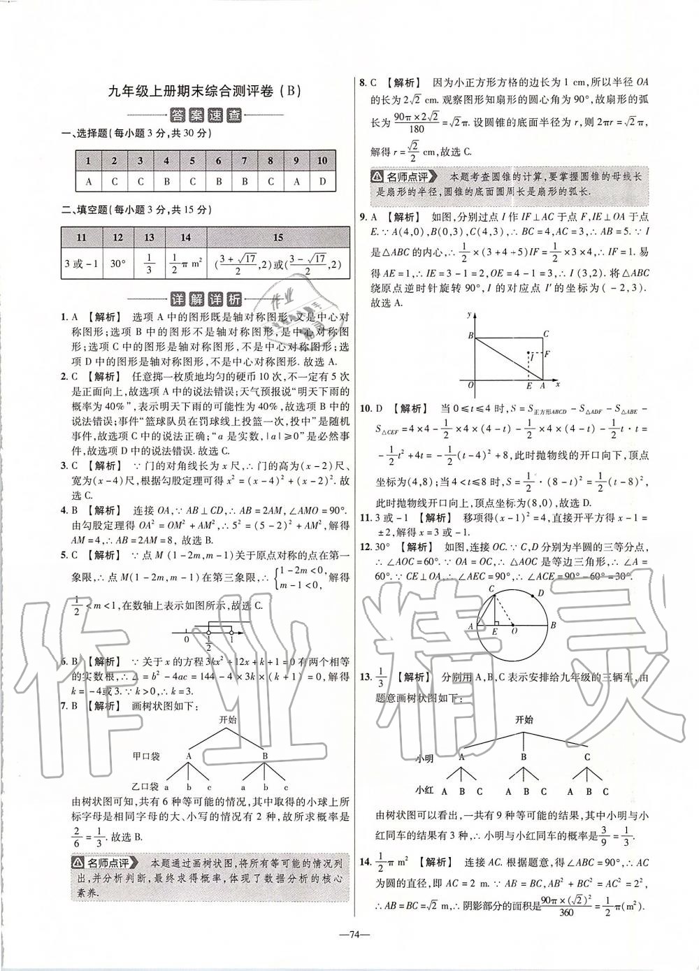 2019年金考卷活頁題選九年級數學上冊人教版 第36頁