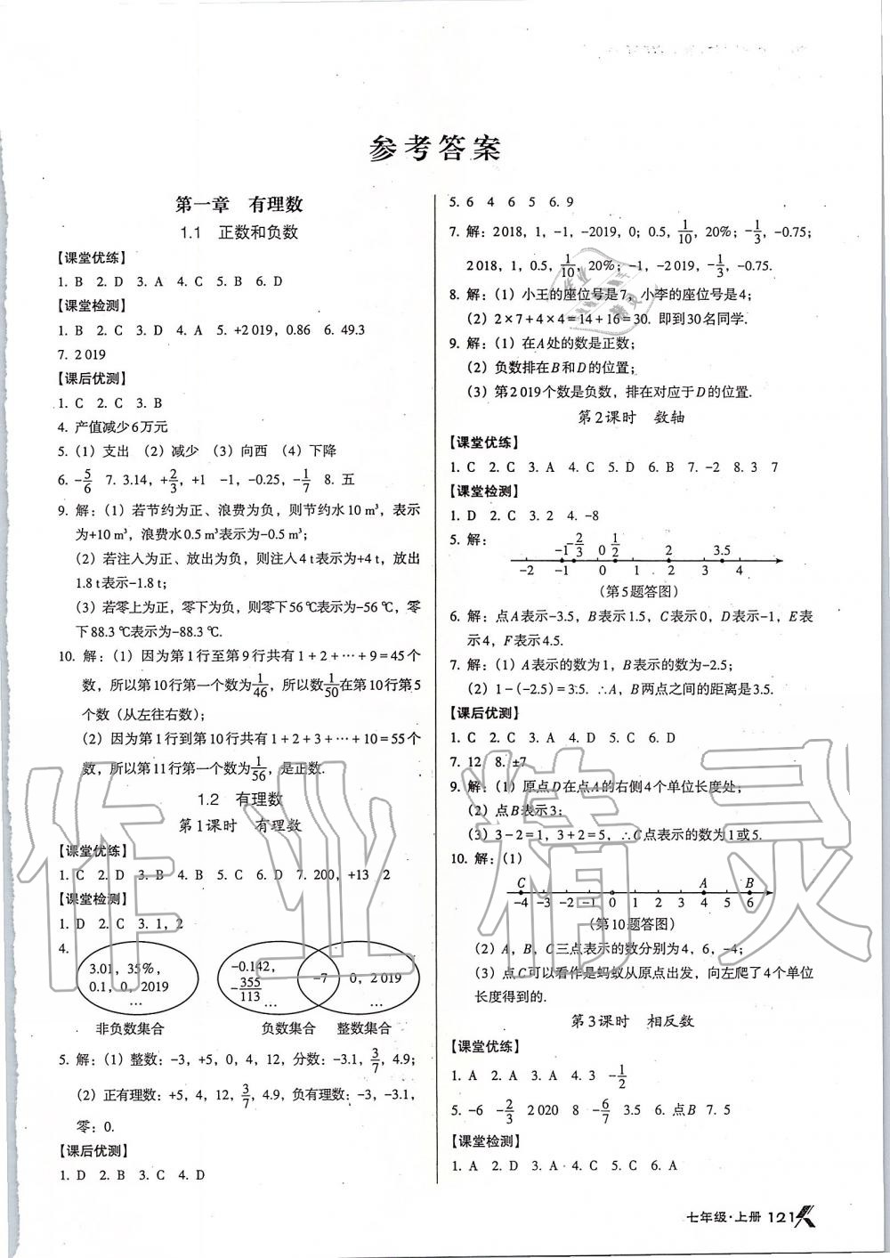 2019年全优点练课计划七年级数学上册人教版 第1页