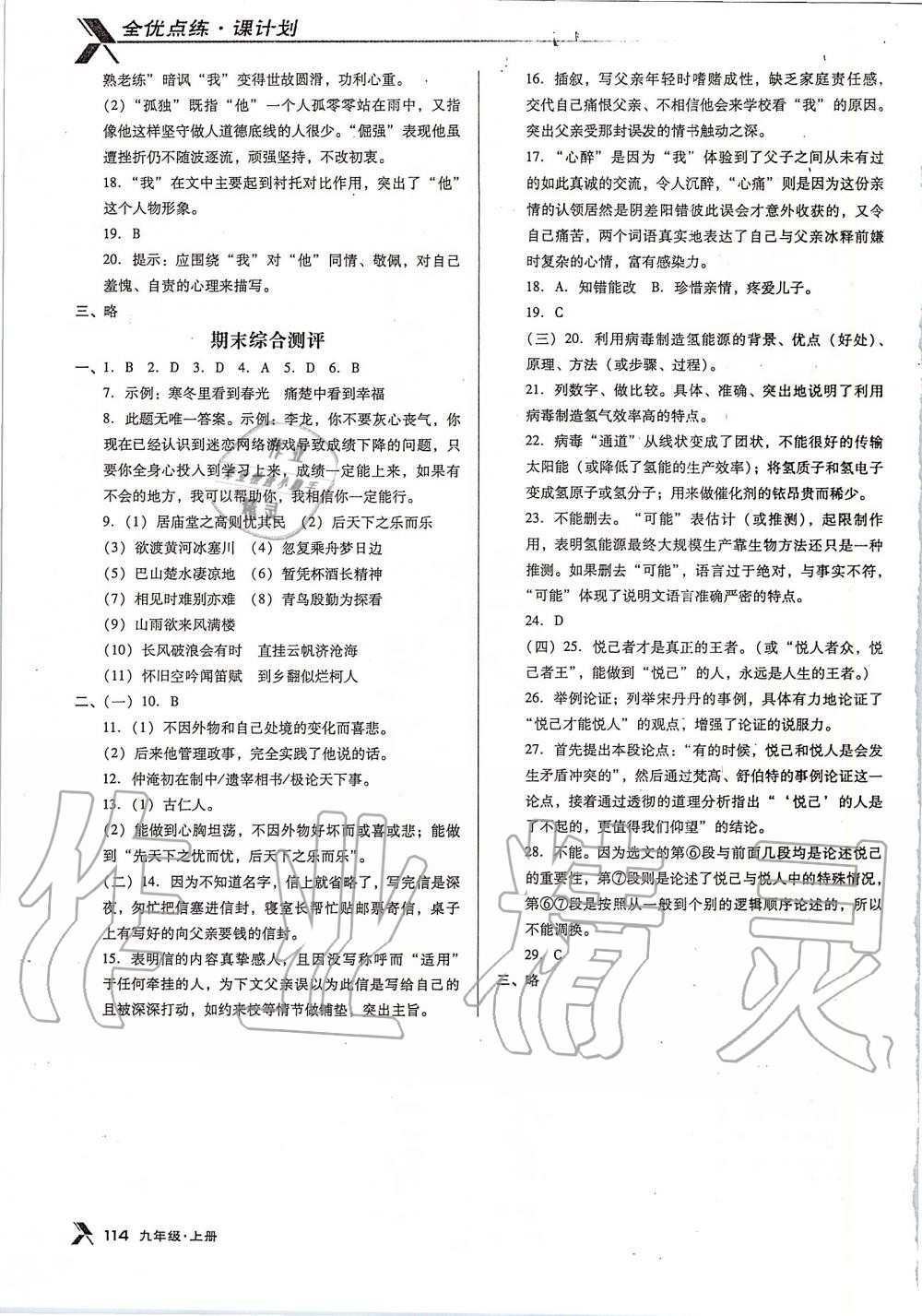 2019年全優(yōu)點(diǎn)練課計(jì)劃九年級(jí)語文上冊(cè)人教版 第11頁