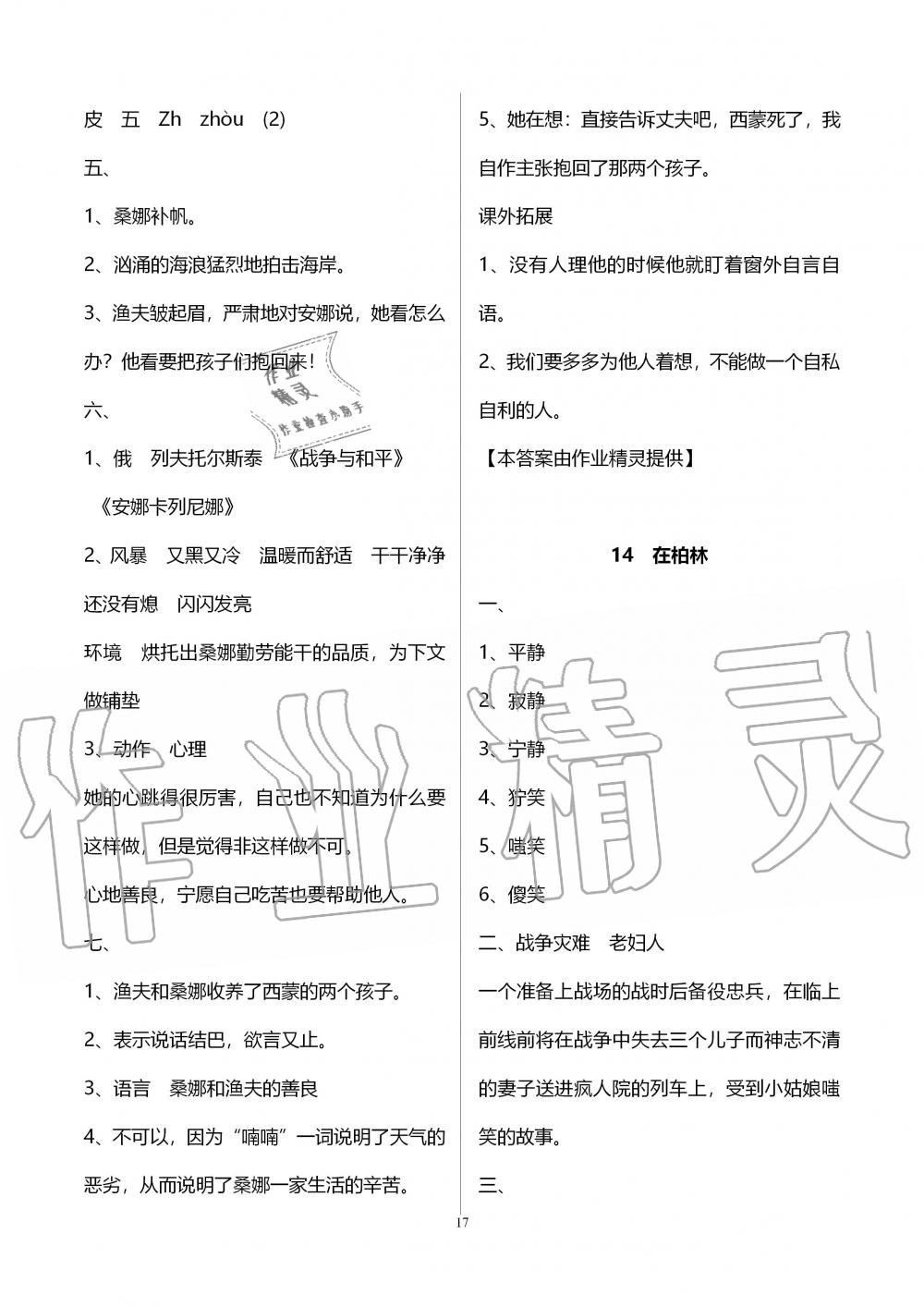 2019年新课程课堂同步练习册六年级语文上册人教版 第17页