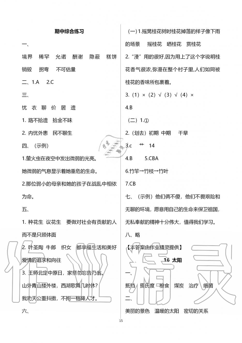 2019年新课程课堂同步练习册五年级语文上册人教版 第15页