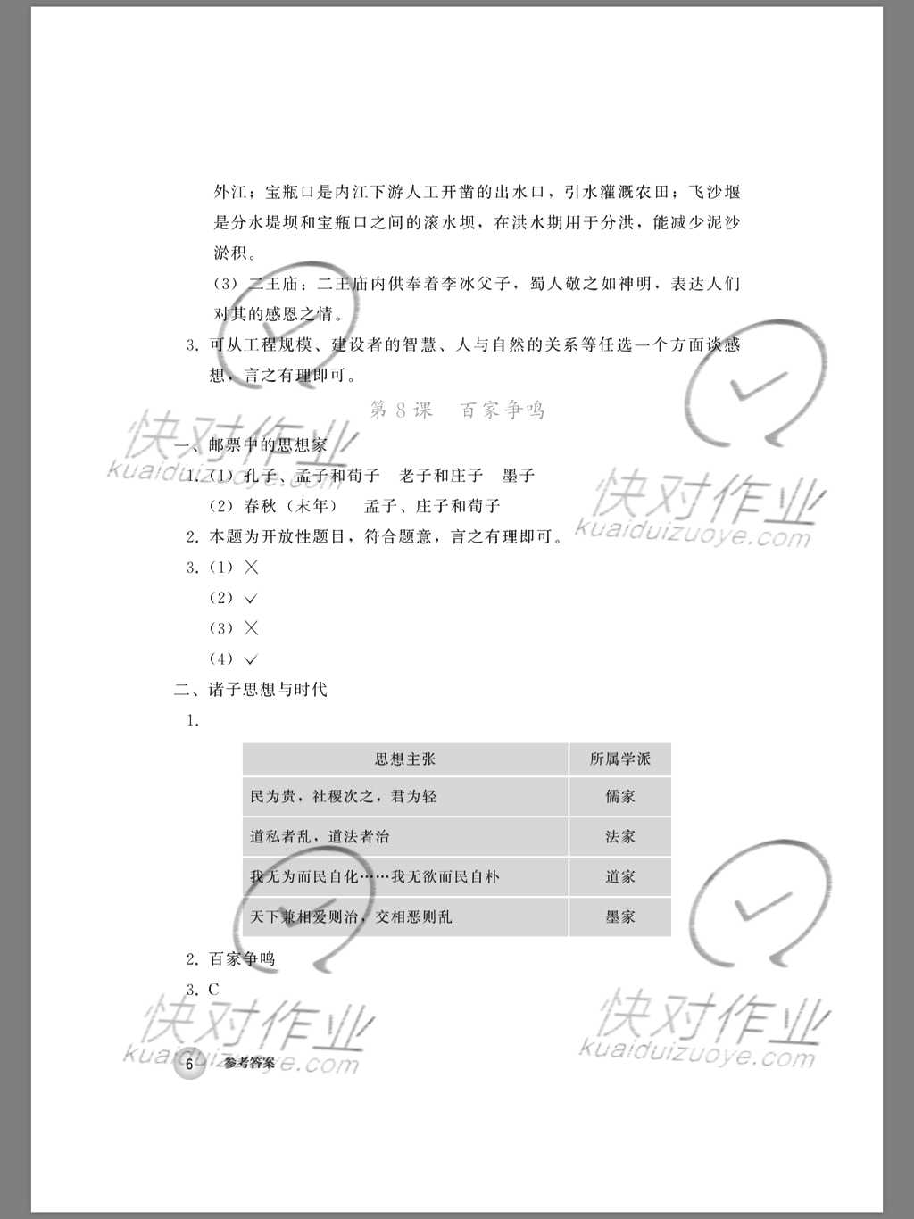 2019年中國(guó)歷史練習(xí)部分七年級(jí)第一冊(cè)人教版五四制 第6頁