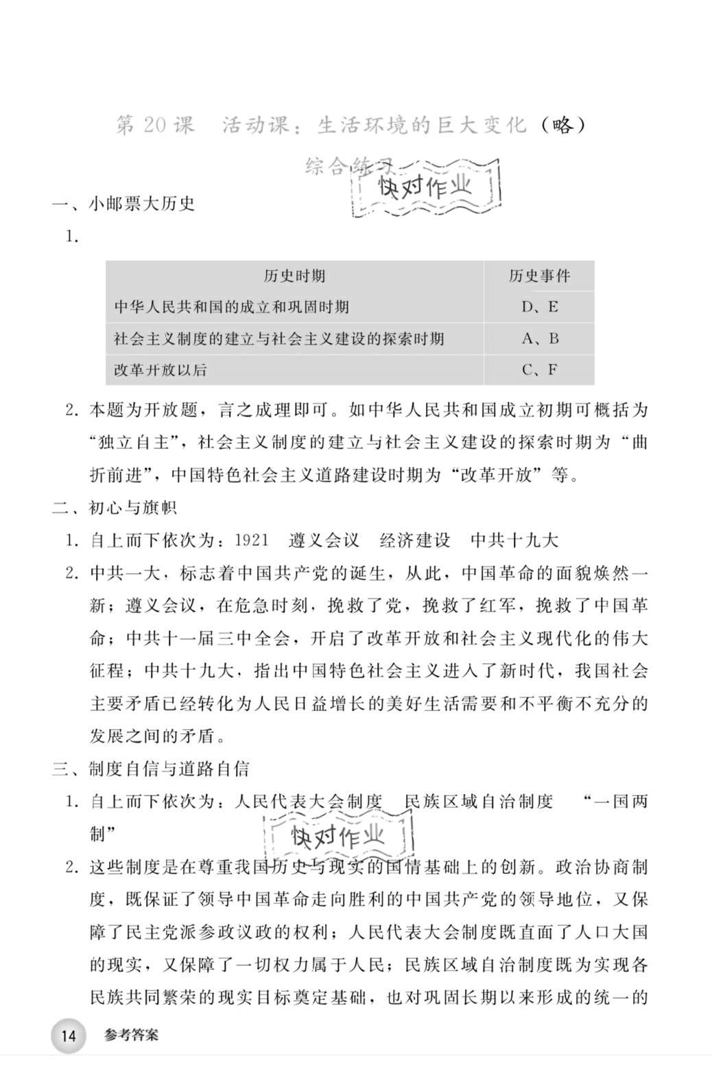 2019年中國歷史練習(xí)部分八年級第四冊人教版五四制 第14頁