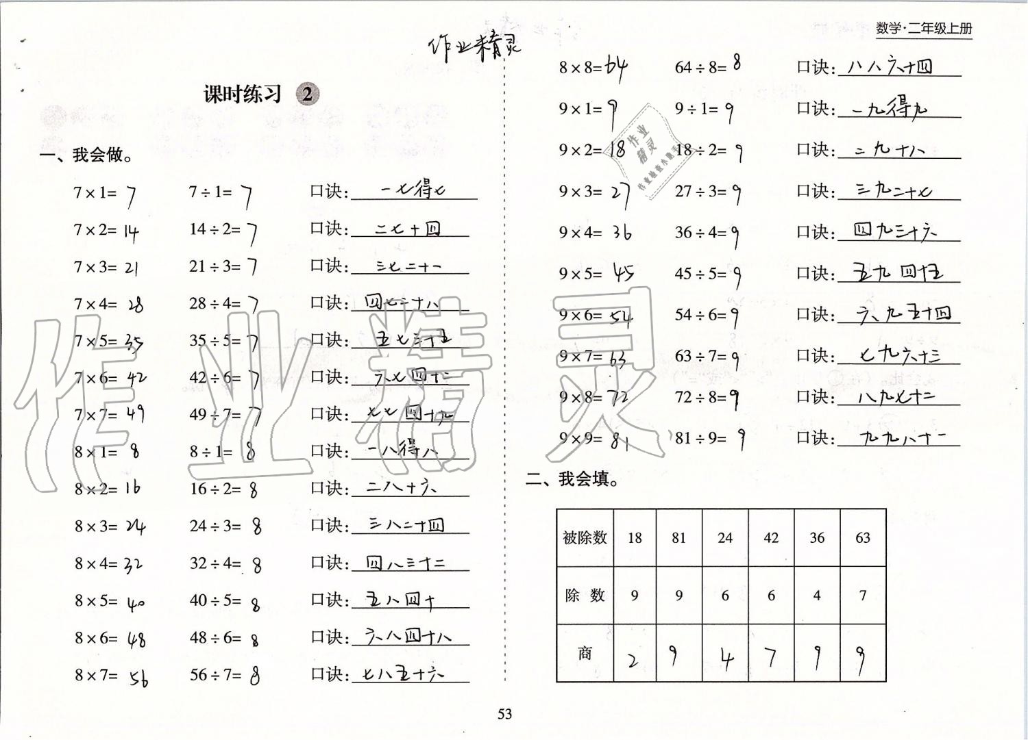 2019年新課程課堂同步練習(xí)冊(cè)二年級(jí)數(shù)學(xué)上冊(cè)蘇教版 第53頁