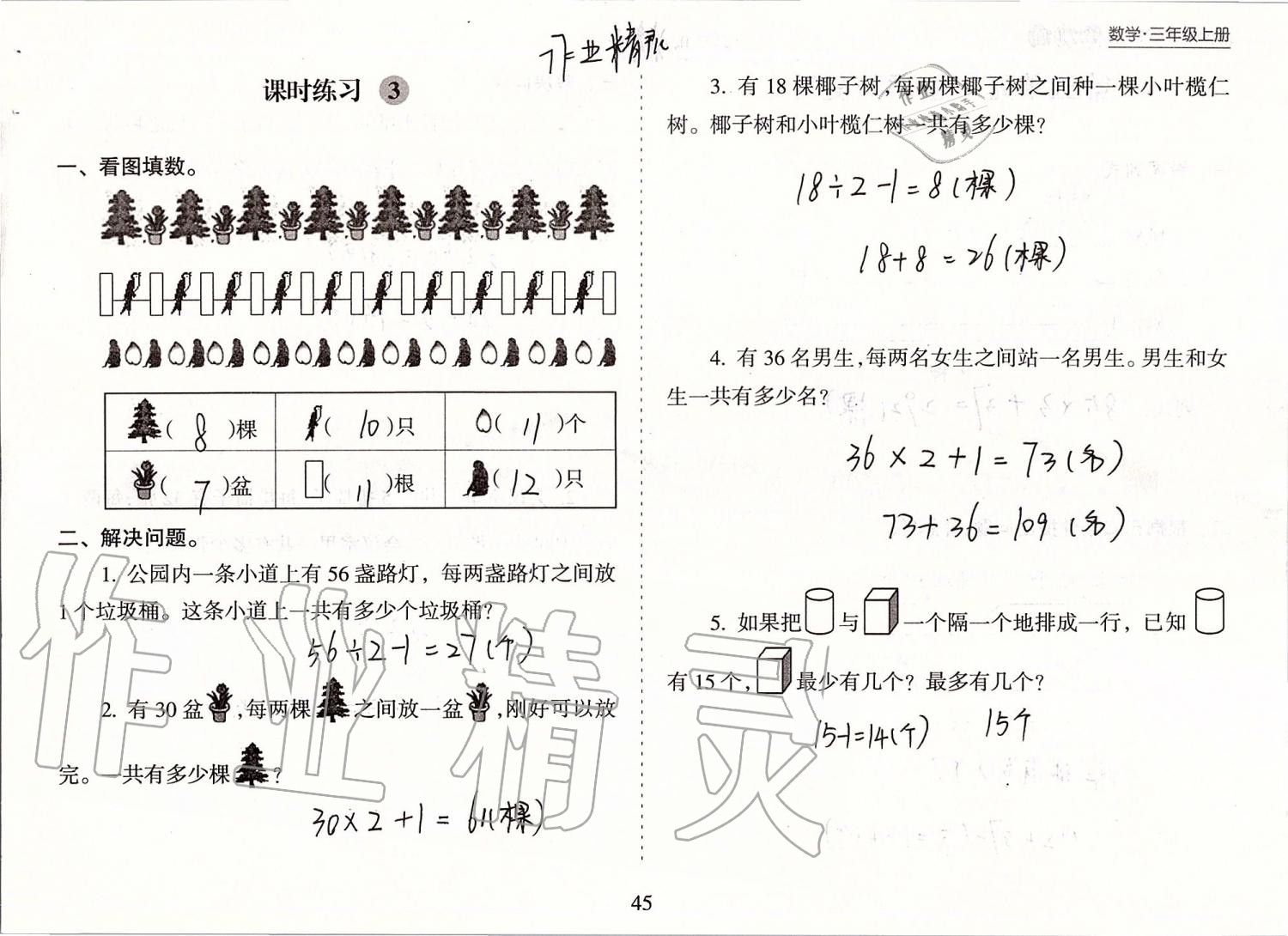 2019年新課程課堂同步練習冊三年級數(shù)學上冊蘇教版 第45頁