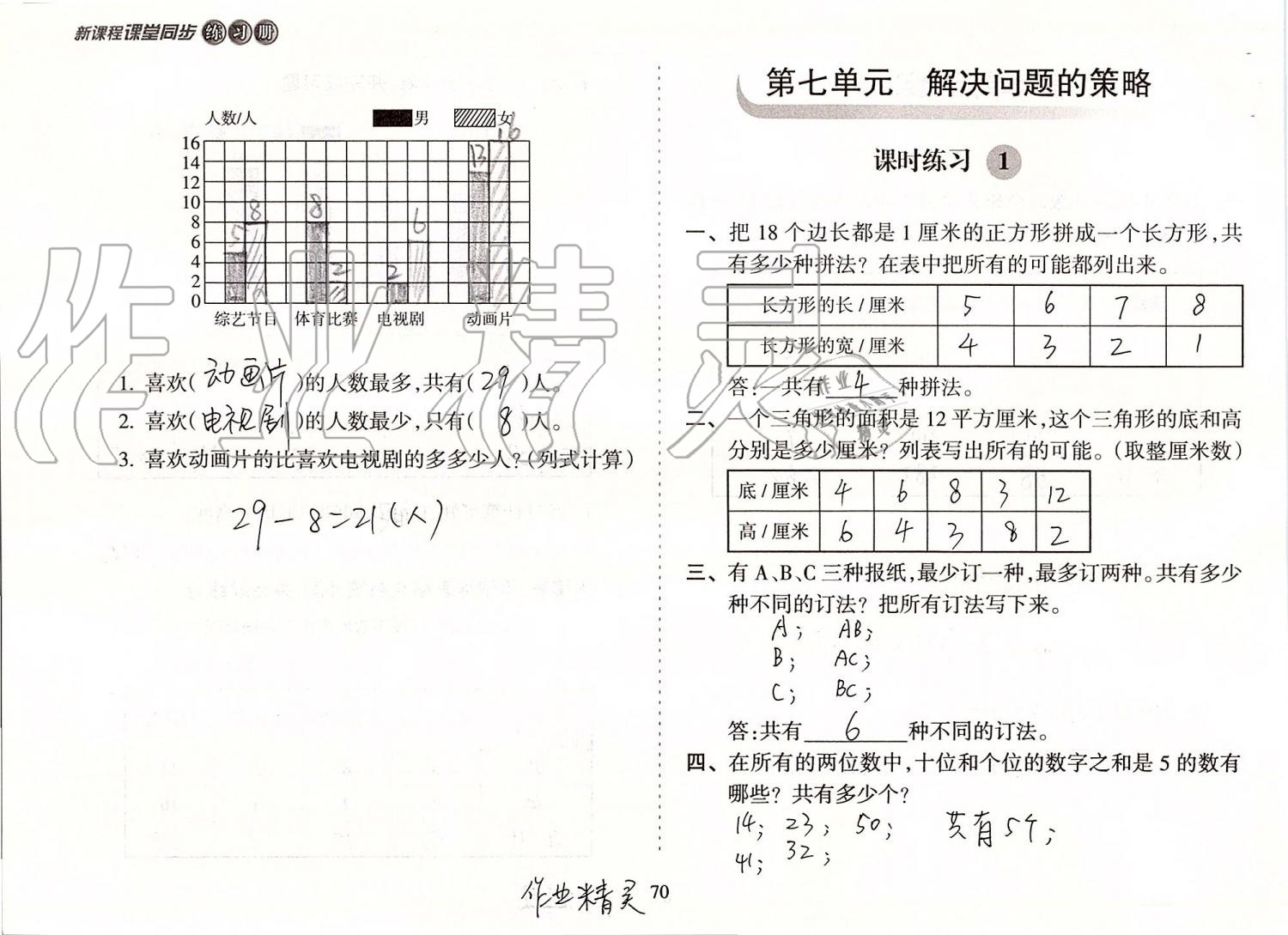 2019年新課程課堂同步練習(xí)冊(cè)五年級(jí)數(shù)學(xué)上冊(cè)蘇教版 第70頁(yè)