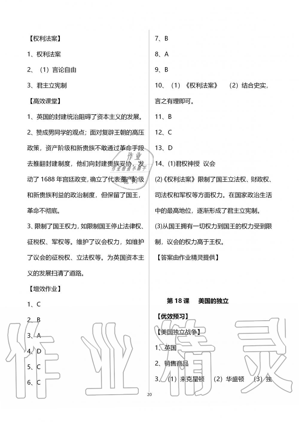 2019年人教金學典同步解析與測評世界歷史九年級上冊人教版重慶專版 第20頁