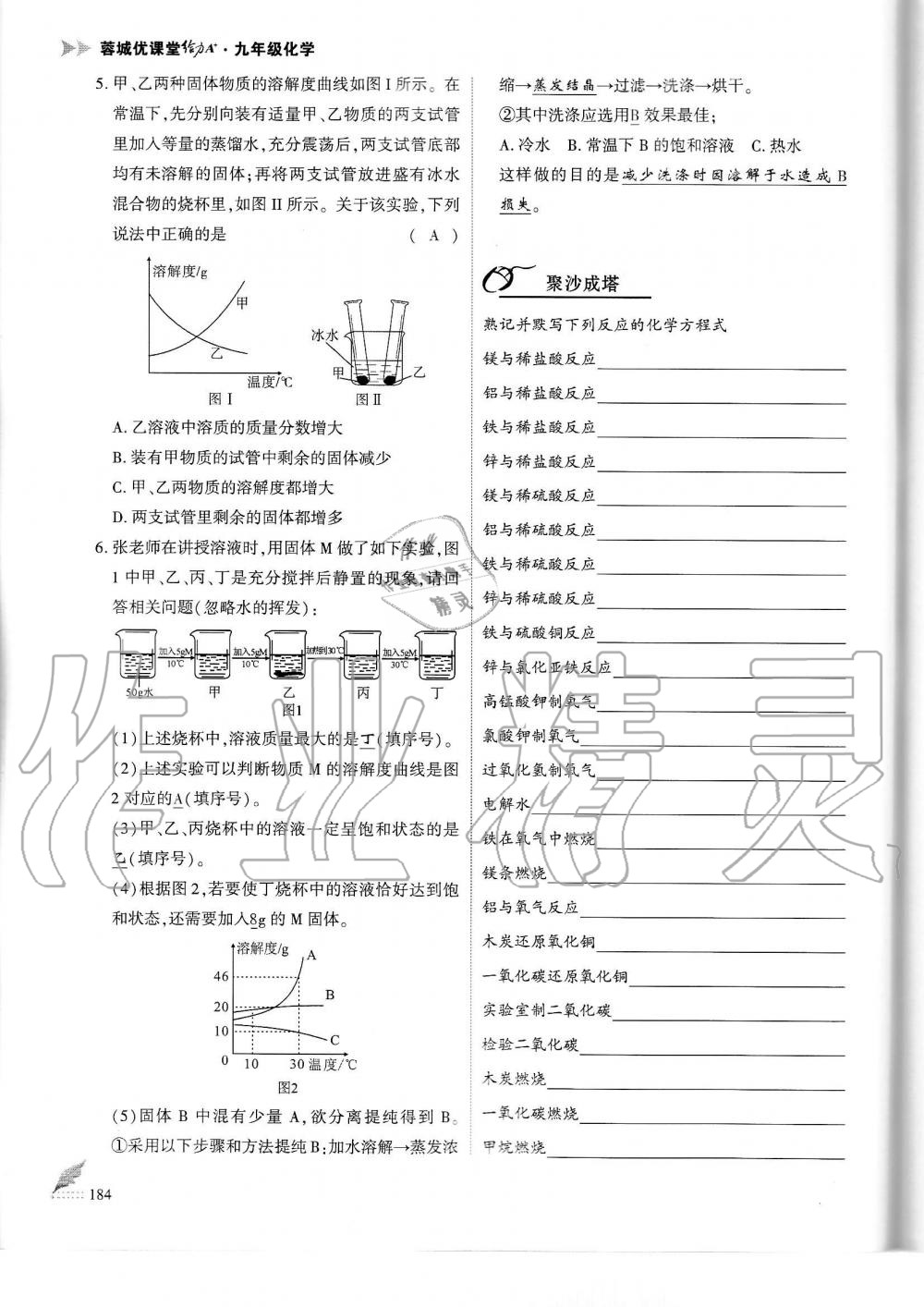 2019年蓉城优课堂给力A加九年级化学全一册人教版 第184页